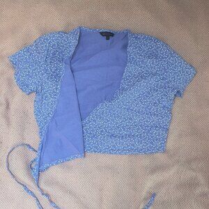 Purple floral wrap around cropped top